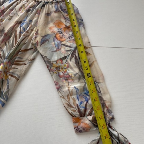 Tempo Paris Floral Italian Silk Blouse Sheer Overlay Boat Neck 3/4 Sleeve Size M - Picture 13 of 13